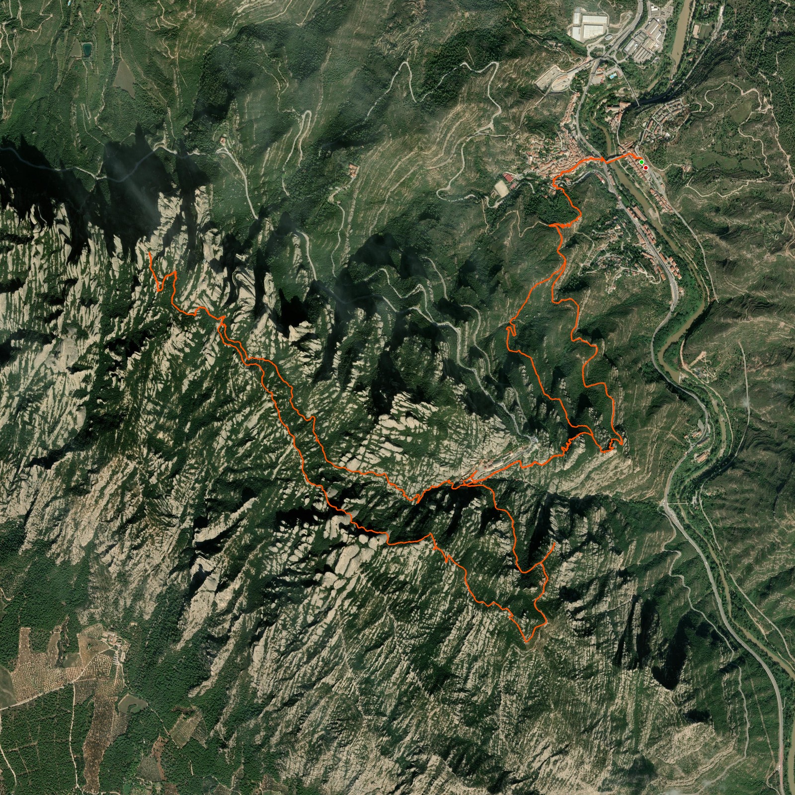 Route map for Sant Jeroni from Monistrol de Montserrat
